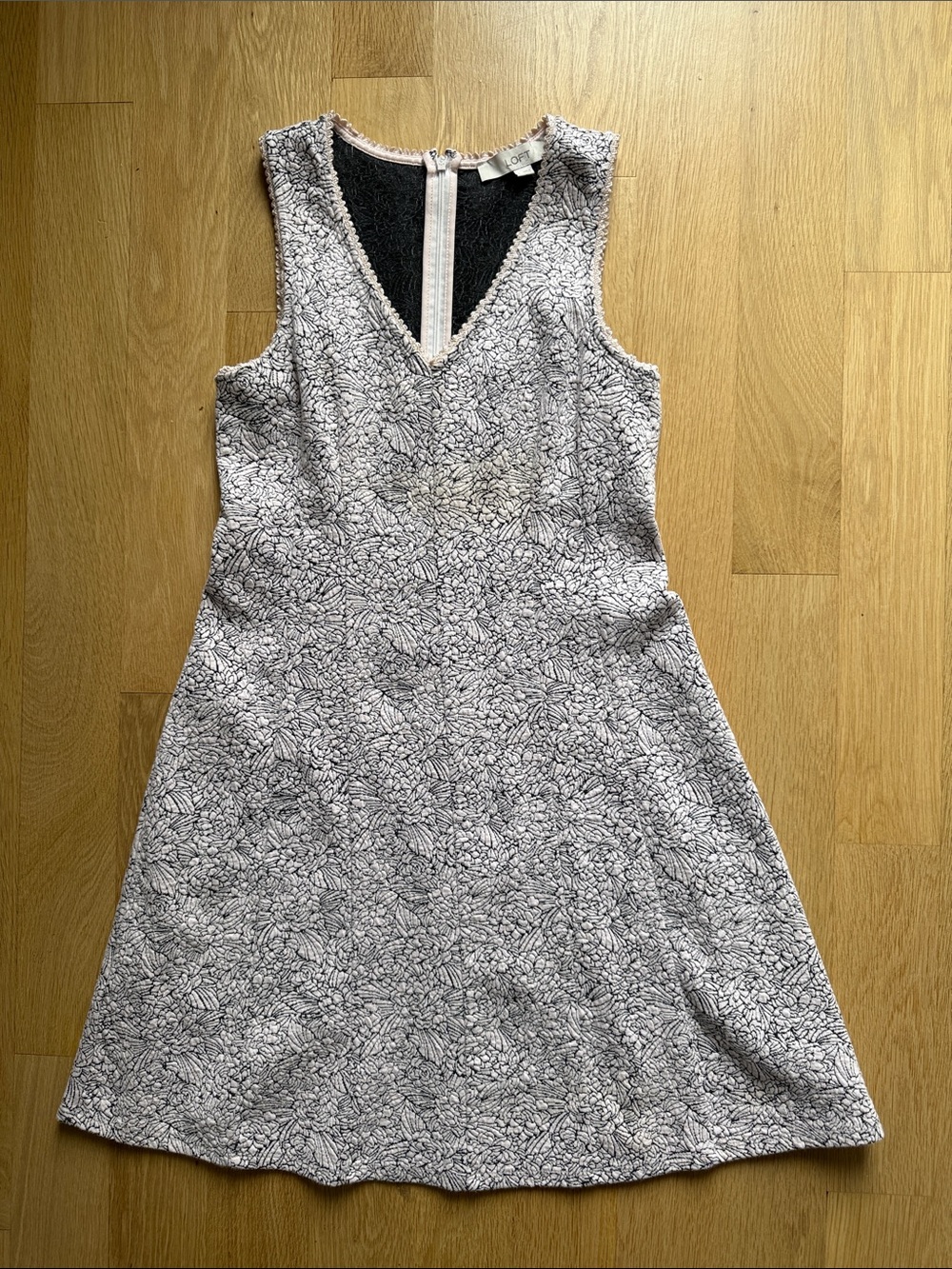 LOFT Black and White Floral A-Line Dress